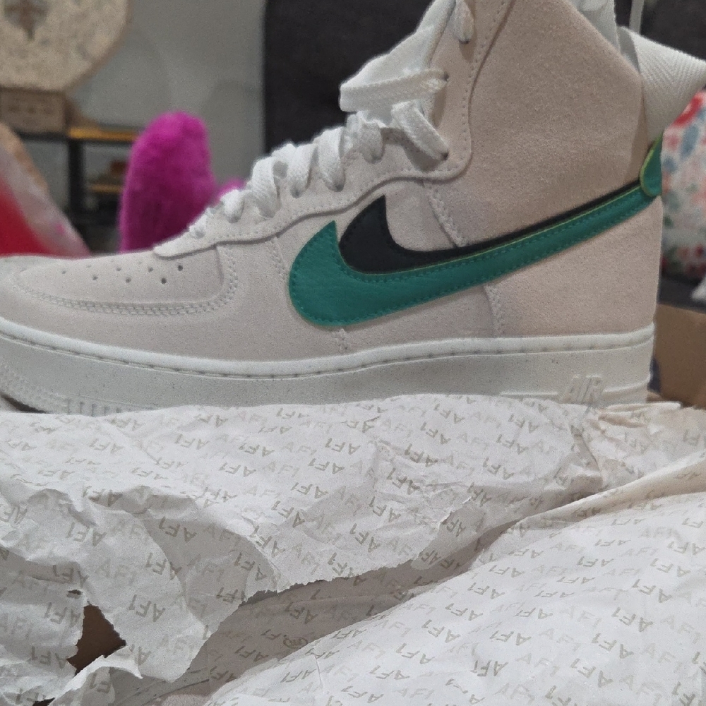 Nike Suede High-Tops with Teal and Black Accents